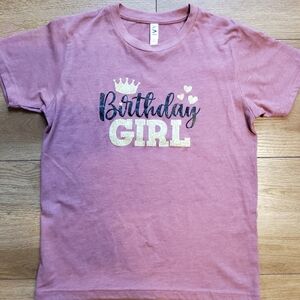 [NWOT] BIRTHDAY GIRL Princess Party Tshirt Tee Kids Large Pink Heather M…